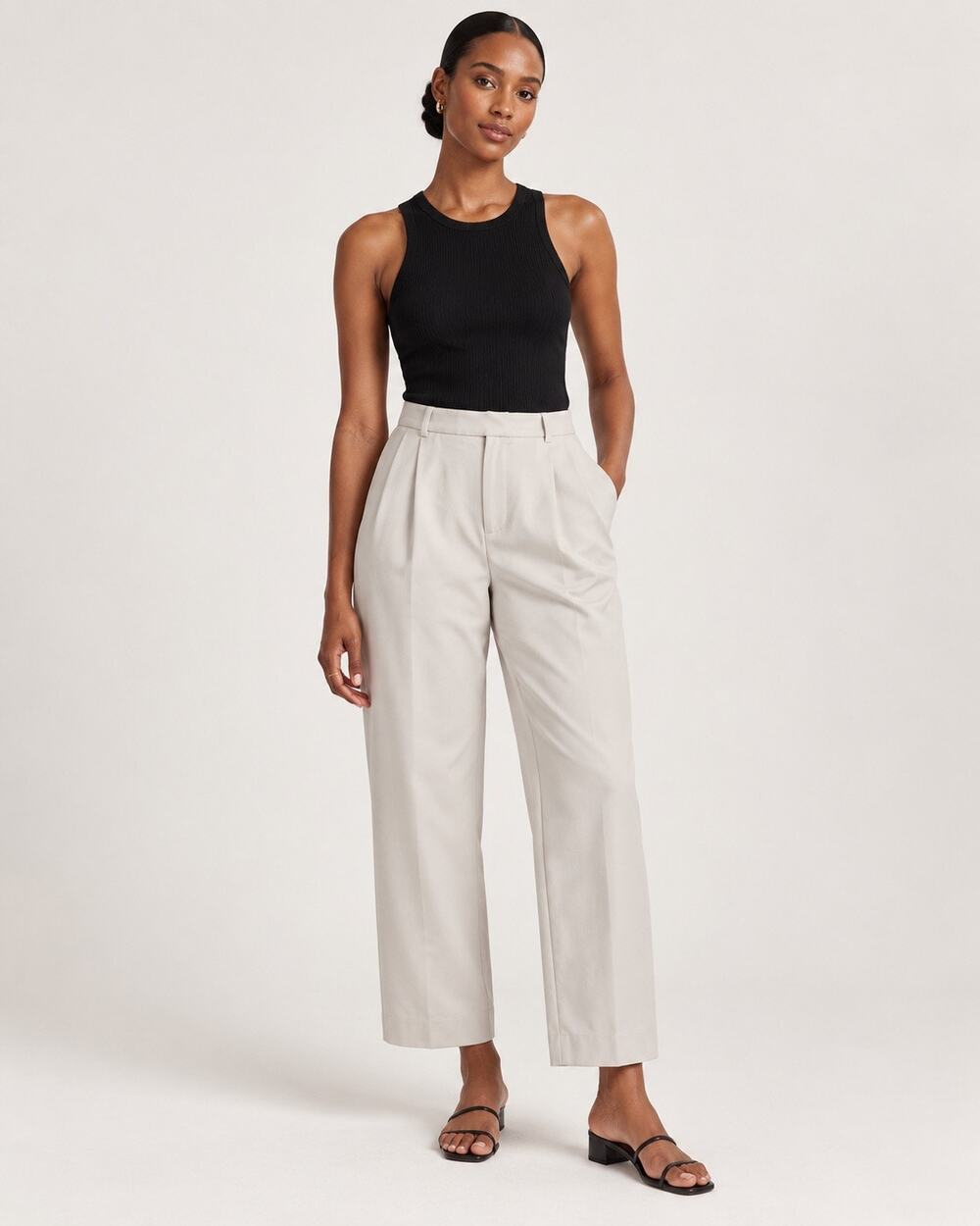NWT Abercrombie Tailored Wide Leg Pants Beige Size 33 16 Short